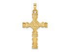 FJC Finejewelers 14 kt Yellow Gold Polished Solid Floral Center Cross Charm 34 x 19 mm