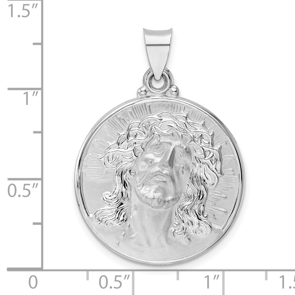 FJC Finejewelers 14 kt White Gold Themed Polished and Satin Hollow Jesus Face Disc Charm 23 mm