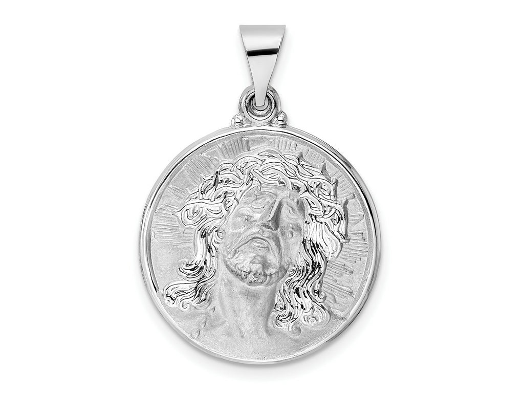 FJC Finejewelers 14 kt White Gold Themed Polished and Satin Hollow Jesus Face Disc Charm 20 mm
