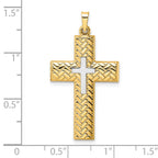FJC Finejewelers 14 kt Two Tone Gold Polished Hollow Woven Double Cross Charm 36 x 19 mm