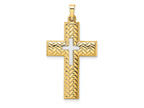 FJC Finejewelers 14 kt Two Tone Gold Polished Hollow Woven Double Cross Charm 36 x 19 mm