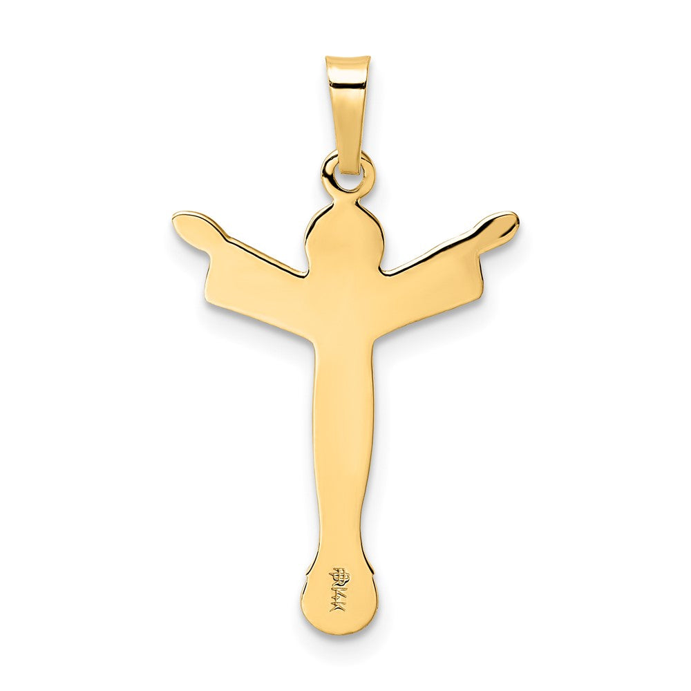 FJC Finejewelers 14 kt Yellow Gold Polished Solid Risen Christ Charm 17 mm