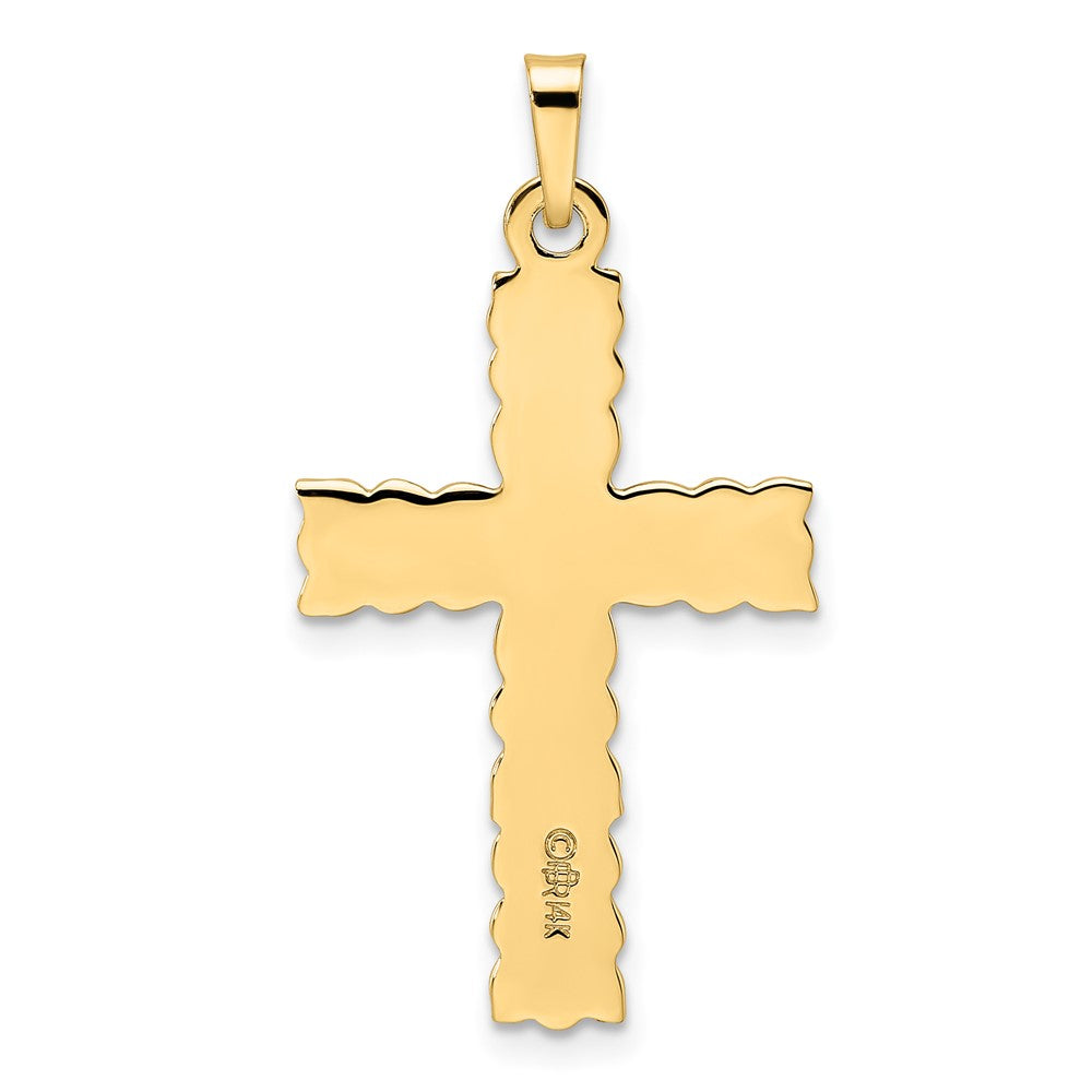 FJC Finejewelers 14 kt Yellow Gold Polished and Textured Solid Floral Cross Charm 33 x 17 mm