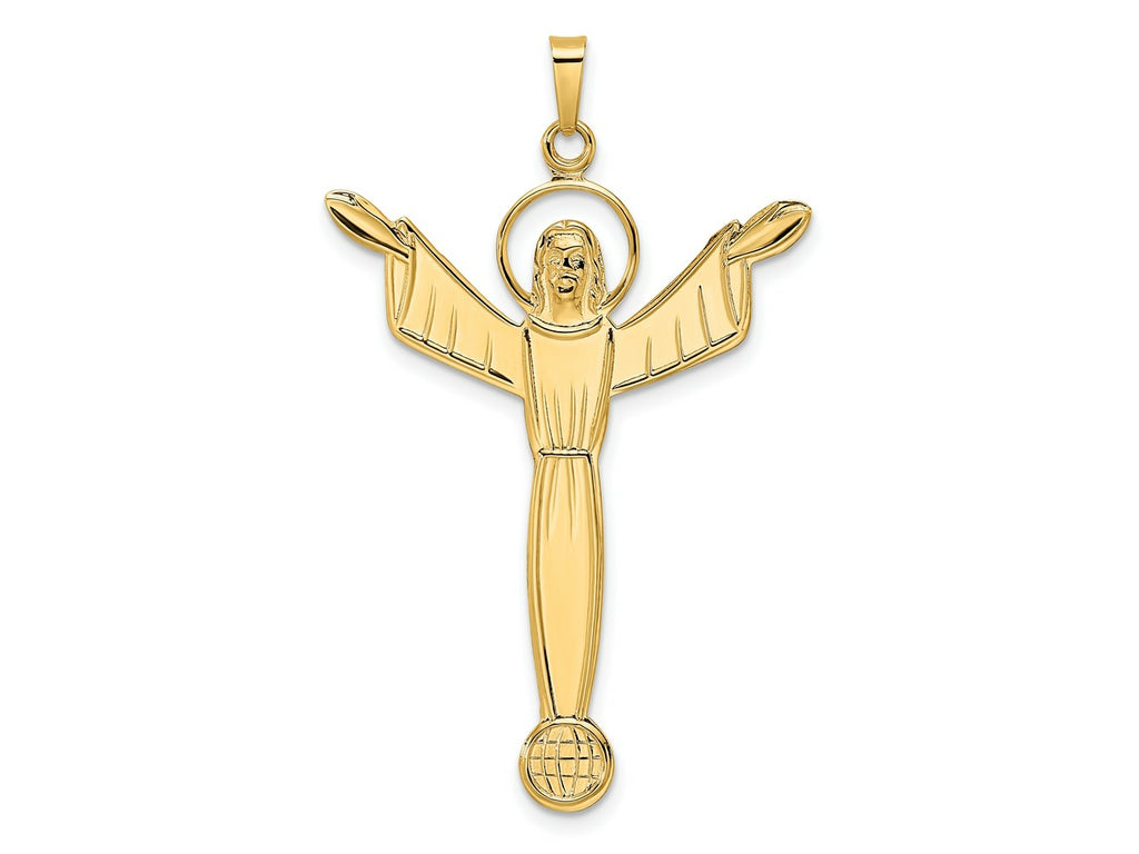 FJC Finejewelers 14 kt Yellow Gold Polished Solid Risen Christ Charm 28 mm