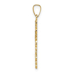 FJC Finejewelers 14 kt Yellow Gold Polished and Textured Solid Floral Cross Charm 28 x 15 mm