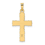 FJC Finejewelers 14 kt Yellow Gold Polished and Textured Solid Floral Cross Charm 28 x 15 mm
