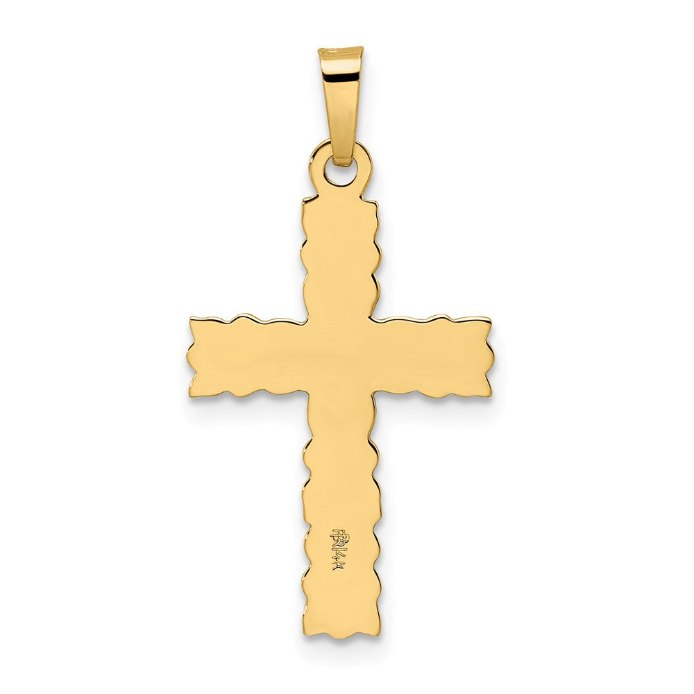 FJC Finejewelers 14 kt Yellow Gold Polished and Textured Solid Floral Cross Charm 28 x 15 mm