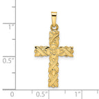 FJC Finejewelers 14 kt Yellow Gold Polished and Textured Solid Floral Cross Charm 28 x 15 mm