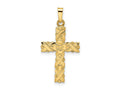 FJC Finejewelers 14 kt Yellow Gold Polished and Textured Solid Floral Cross Charm 28 x 15 mm