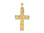 FJC Finejewelers 14 kt Yellow Gold Polished and Textured Solid Floral Cross Charm 28 x 15 mm