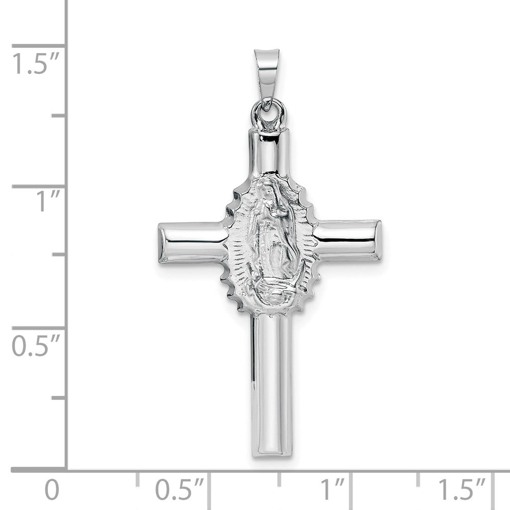 FJC Finejewelers 14 kt White Gold Themed Polished and Satin Hollow Cross Charm 36 mm x 20 mm