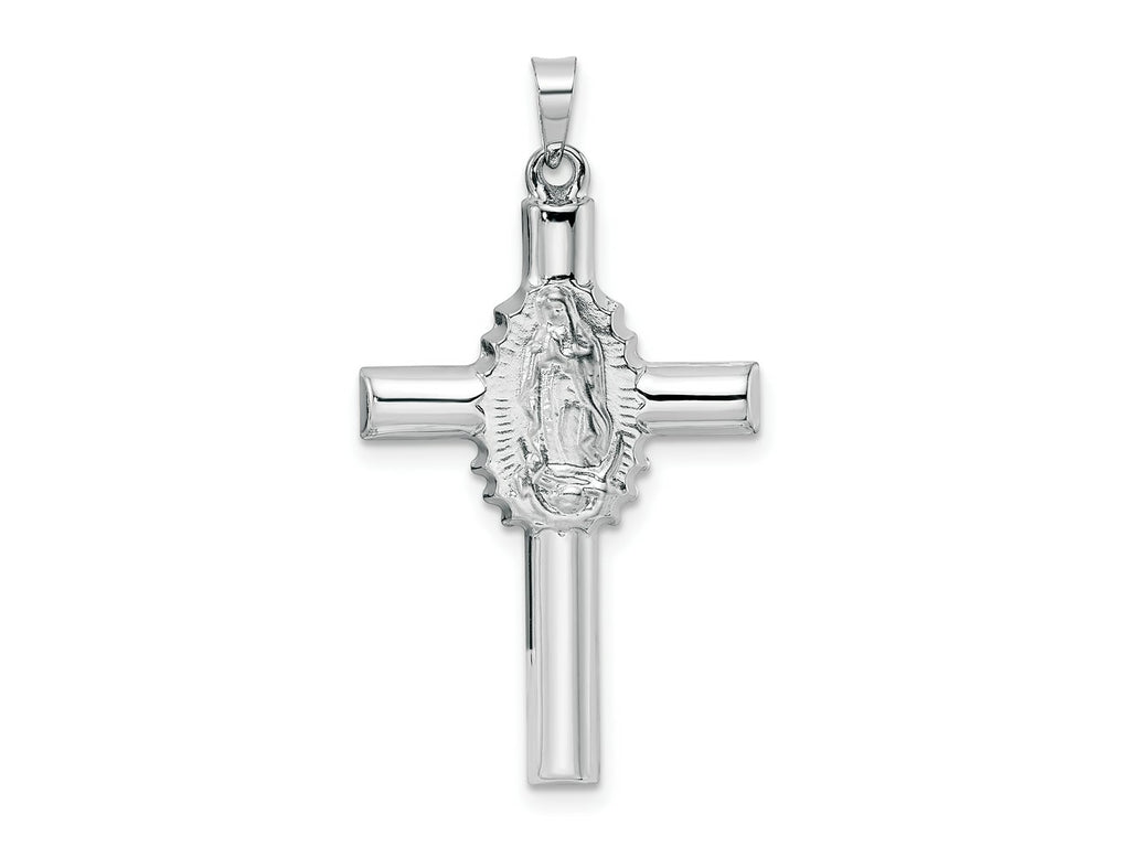 FJC Finejewelers 14 kt White Gold Themed Polished and Satin Hollow Cross Charm 36 mm x 20 mm