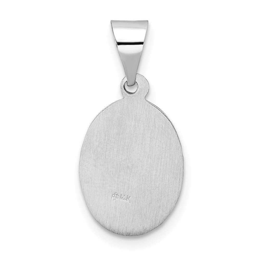 FJC Finejewelers 14 kt White Gold Polished and Satin Hollow Oval St Anthony Medal Charm 23 mm x 11 mm