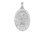 FJC Finejewelers 14 kt White Gold Polished Oval Solid Saint Christopher Medal Charm 30 mm x 16 mm