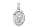 FJC Finejewelers 14 kt White Gold Polished and Satin Hollow Oval St Jude Thaddeus Medal 22 mm x 11 mm