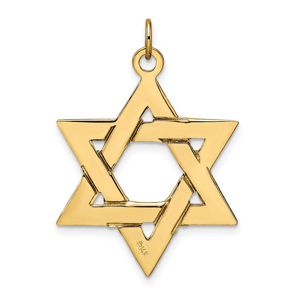 FJC Finejewelers 14 kt Yellow Gold Polished Solid Star of David Charm 32 x 26 mm