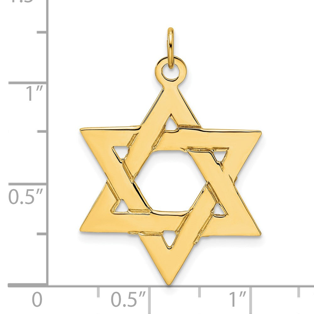 FJC Finejewelers 14 kt Yellow Gold Polished Solid Star of David Charm 32 x 26 mm