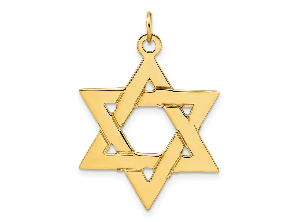 FJC Finejewelers 14 kt Yellow Gold Polished Solid Star of David Charm 32 x 26 mm