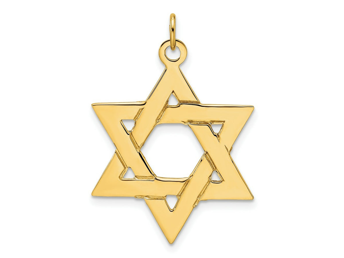 FJC Finejewelers 14 kt Yellow Gold Polished Solid Star of David Charm 32 x 26 mm