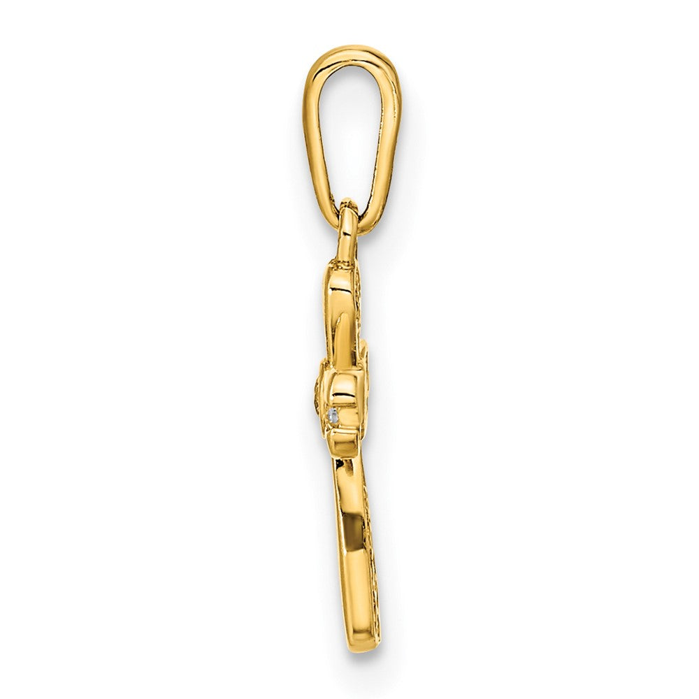 FJC Finejewelers 14 kt Yellow Gold Polished CZ Cross Charm 17 x 8 mm
