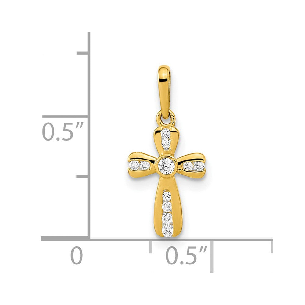 FJC Finejewelers 14 kt Yellow Gold Polished CZ Cross Charm 17 x 8 mm