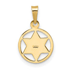 FJC Finejewelers 14 kt Yellow Gold Polished Solid Enameled Star of David in Frame Charm 17 x 11 mm