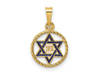 FJC Finejewelers 14 kt Yellow Gold Polished Solid Enameled Star of David in Frame Charm 17 x 11 mm