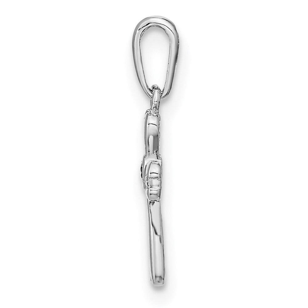 FJC Finejewelers 14 kt White Gold Themed CZ Cross Charm 17 mm x 8 mm