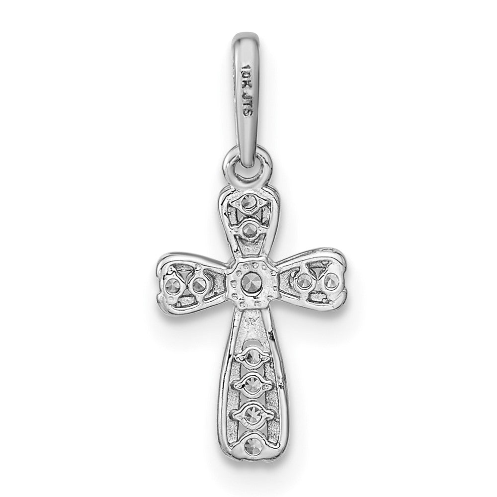 FJC Finejewelers 14 kt White Gold Themed CZ Cross Charm 17 mm x 8 mm