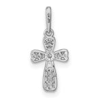 FJC Finejewelers 14 kt White Gold Themed CZ Cross Charm 17 mm x 8 mm