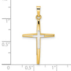 FJC Finejewelers 14 kt Two Tone Gold Polished Solid Double Cross Charm 32 x 18 mm