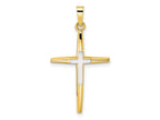 FJC Finejewelers 14 kt Two Tone Gold Polished Solid Double Cross Charm 32 x 18 mm
