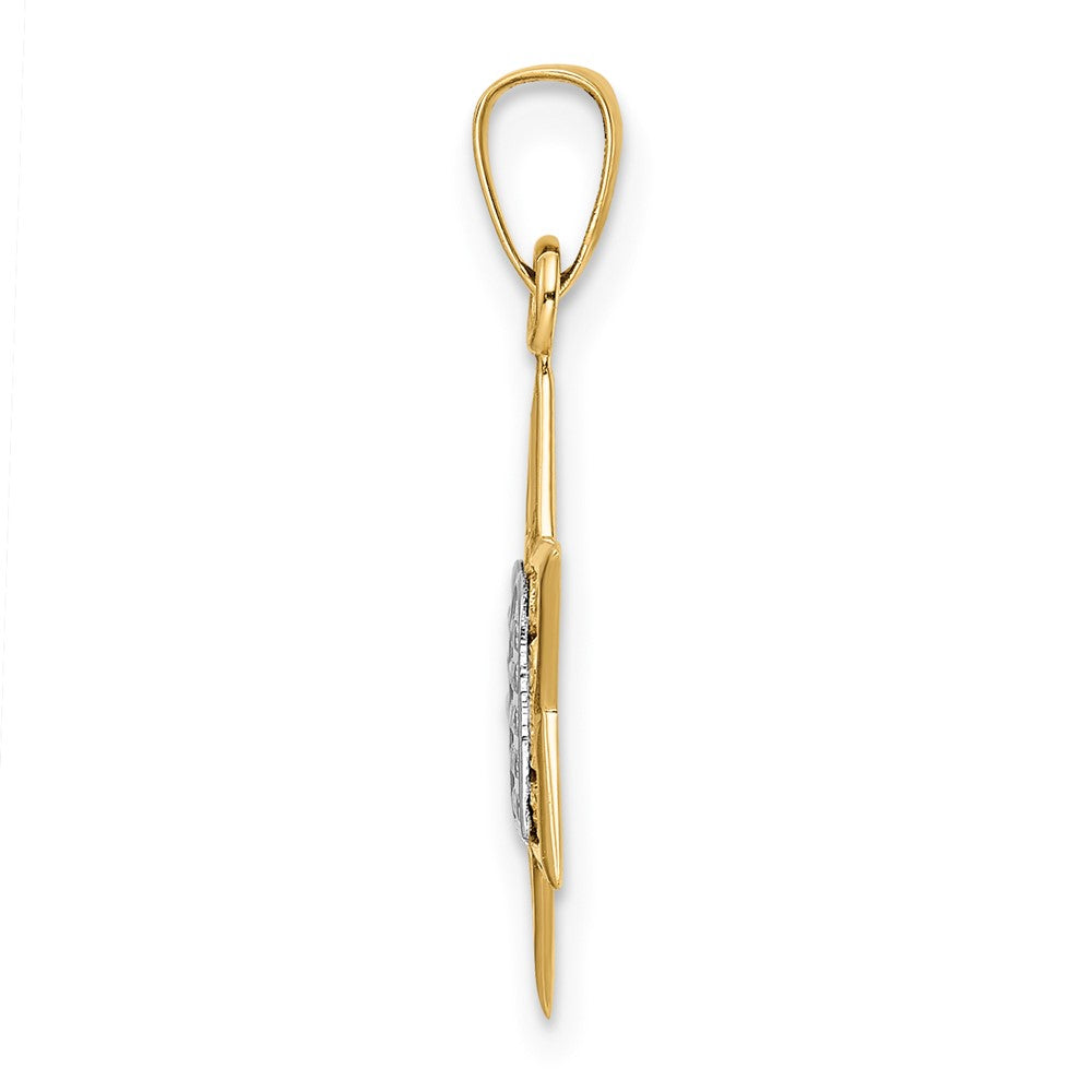 FJC Finejewelers 14 kt Two Tone Gold Polished Solid Star and Torah Charm 23 x 14 mm