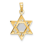 FJC Finejewelers 14 kt Two Tone Gold Polished Solid Star and Torah Charm 23 x 14 mm