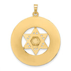 FJC Finejewelers 14 kt Two Tone Gold Solid Star and Torah Inside Frame Charm 35 x 28 mm