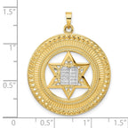 FJC Finejewelers 14 kt Two Tone Gold Solid Star and Torah Inside Frame Charm 35 x 28 mm