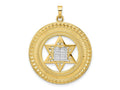 FJC Finejewelers 14 kt Two Tone Gold Solid Star and Torah Inside Frame Charm 35 x 28 mm