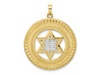 FJC Finejewelers 14 kt Two Tone Gold Solid Star and Torah Inside Frame Charm 35 x 28 mm