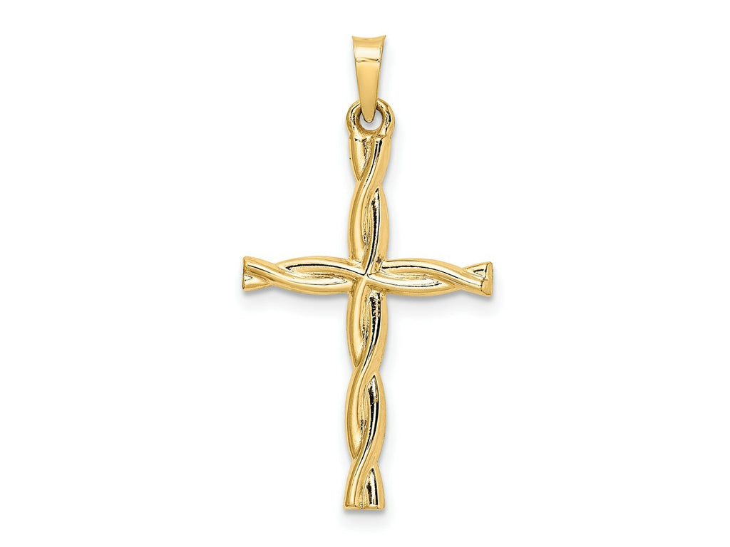 FJC Finejewelers 14 kt Yellow Gold Polished Hollow Twisted Cross Charm 31 x 17 mm