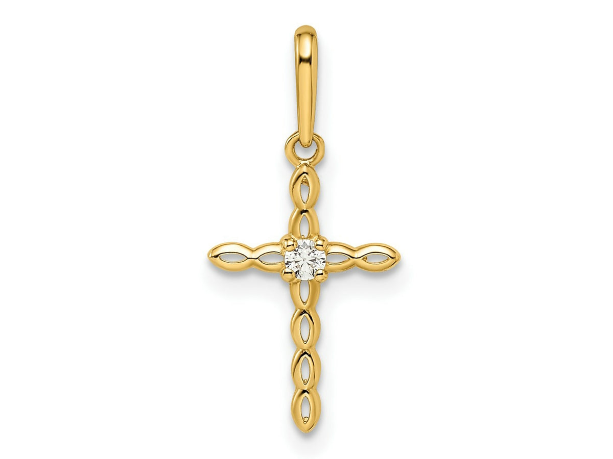FJC Finejewelers 14 kt Yellow Gold CZ Cross Charm 20 x 9 mm