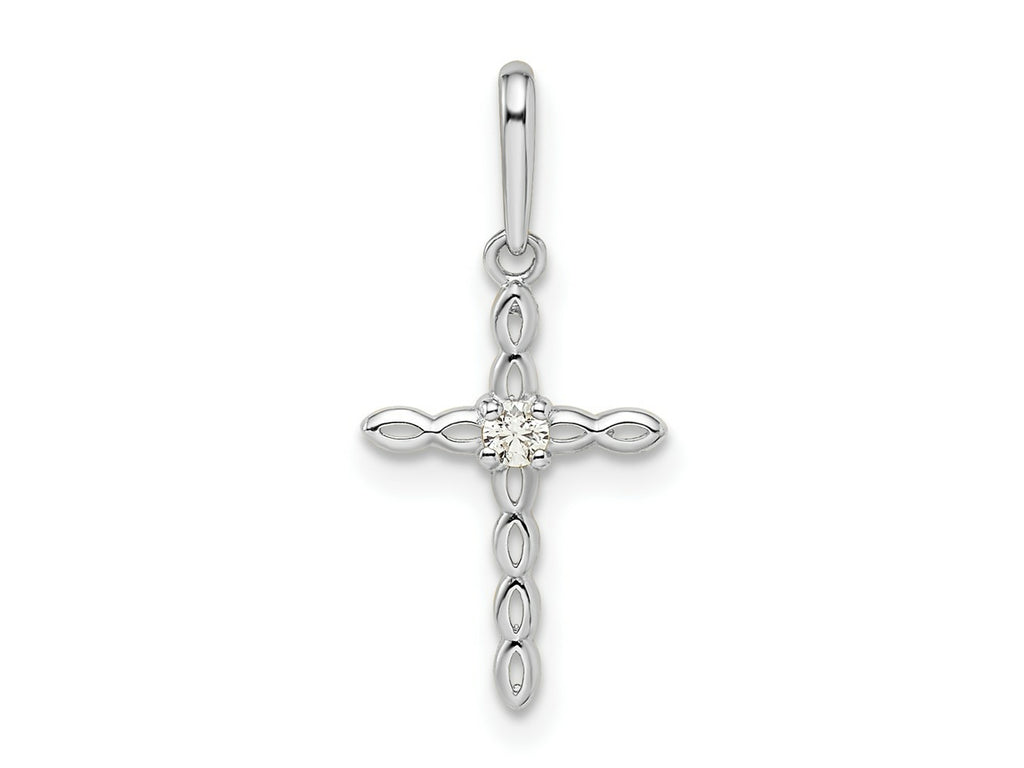 FJC Finejewelers 14 kt White Gold CZ Cross Charm 20 mm x 9 mm