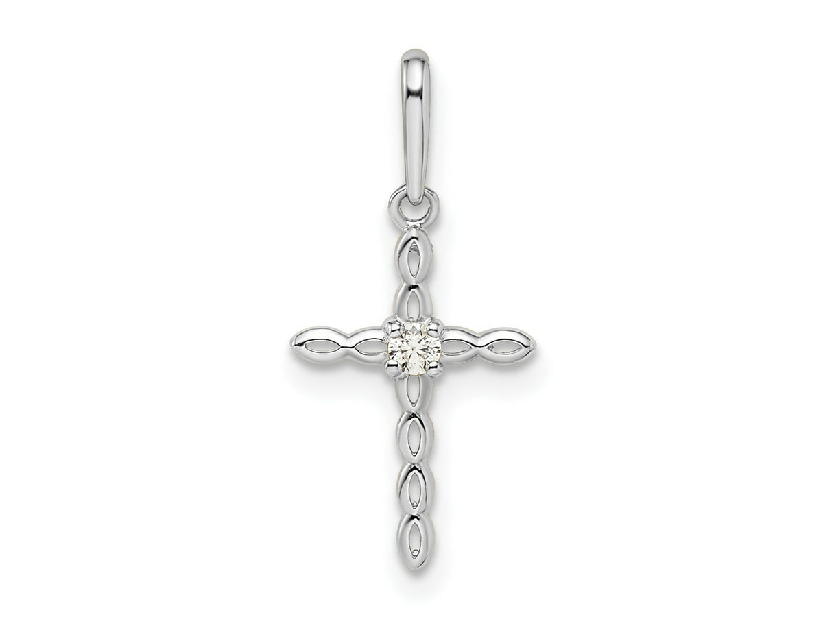 FJC Finejewelers 14 kt White Gold CZ Cross Charm 20 mm x 9 mm