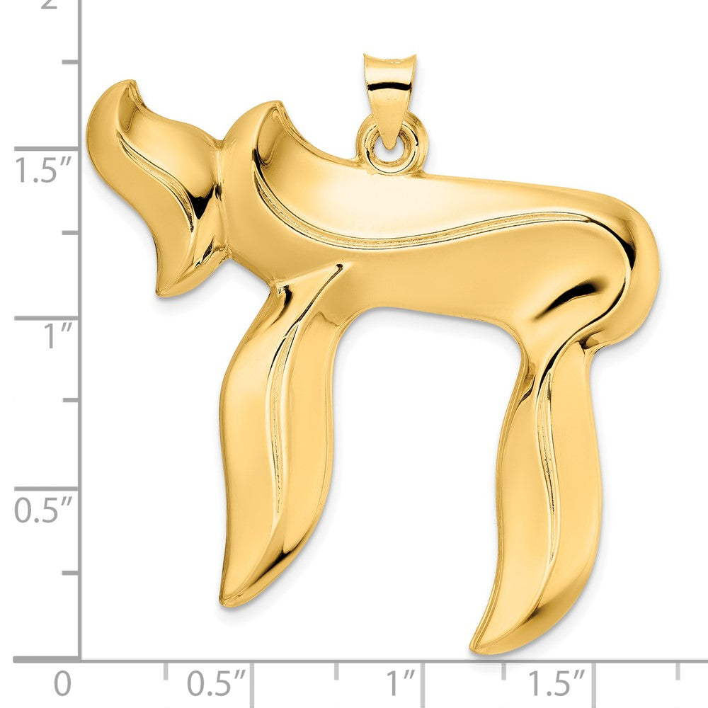 FJC Finejewelers 14 kt Yellow Gold Polished Solid Chai Symbol Charm 45 x 44 mm