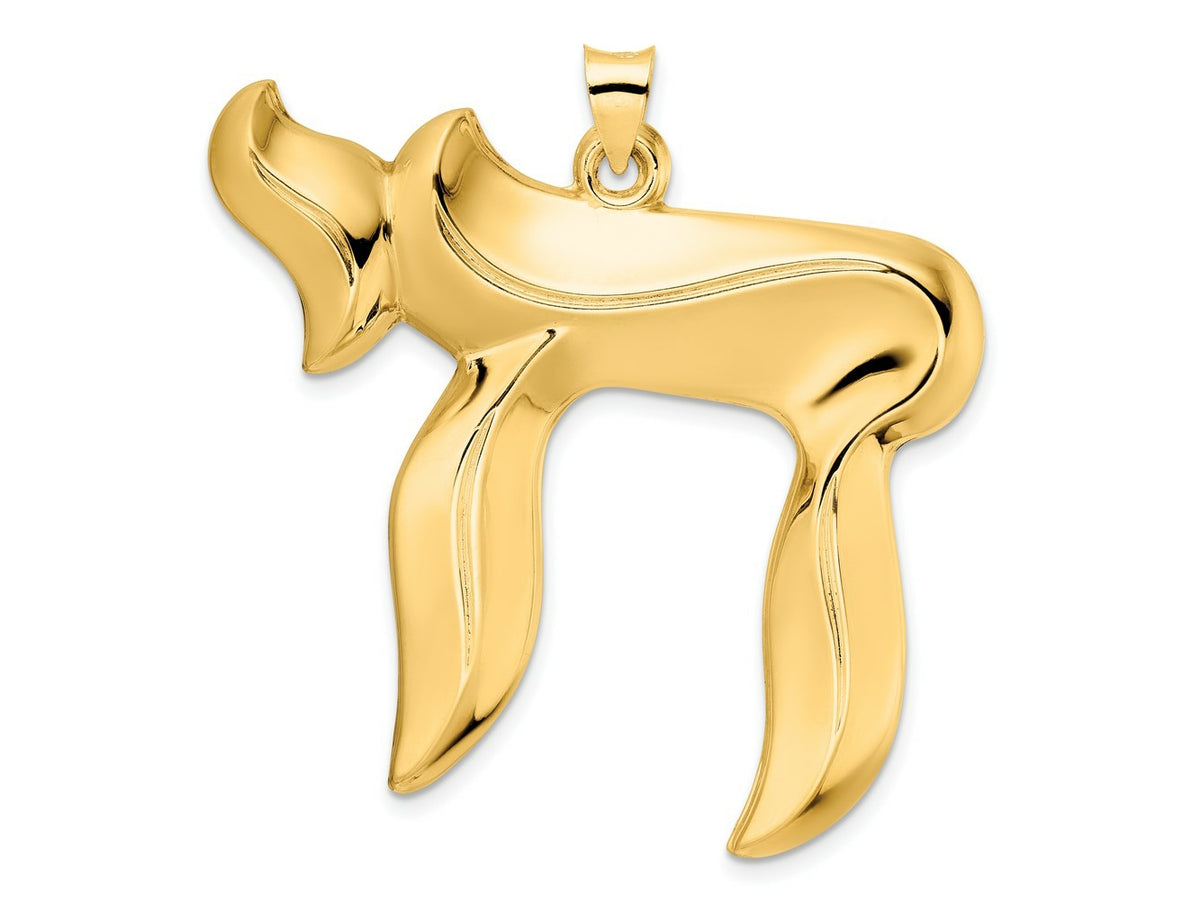 FJC Finejewelers 14 kt Yellow Gold Polished Solid Chai Symbol Charm 45 x 44 mm