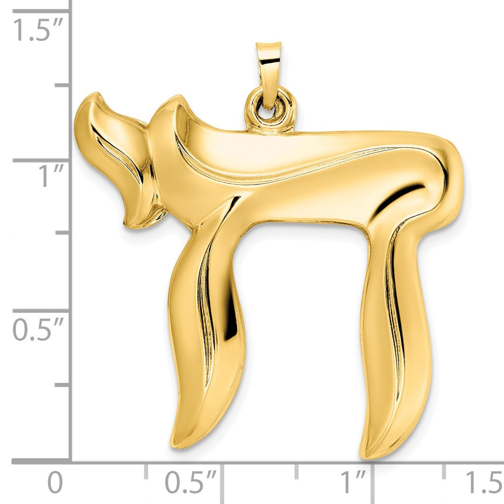 FJC Finejewelers 14 kt Yellow Gold Polished Hollow Chai Symbol Charm 33 x 33 mm