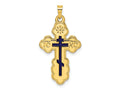 FJC Finejewelers 14 kt Yellow Gold Polished Eastern Orthodox Blue Enamel Solid Cross Charm 33 x 17 mm