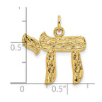 FJC Finejewelers 14 kt Yellow Gold Polished and Textured Solid Chai Symbol Charm 22 x 20 mm