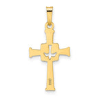 FJC Finejewelers 14 kt Yellow Gold Polished Cut Out Solid Dove Cross Charm 27 x 13 mm