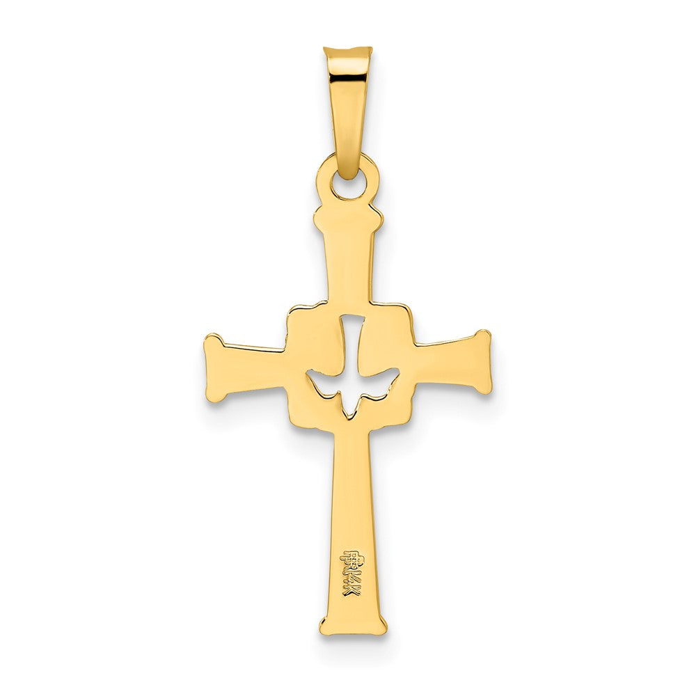 FJC Finejewelers 14 kt Yellow Gold Polished Cut Out Solid Dove Cross Charm 27 x 13 mm