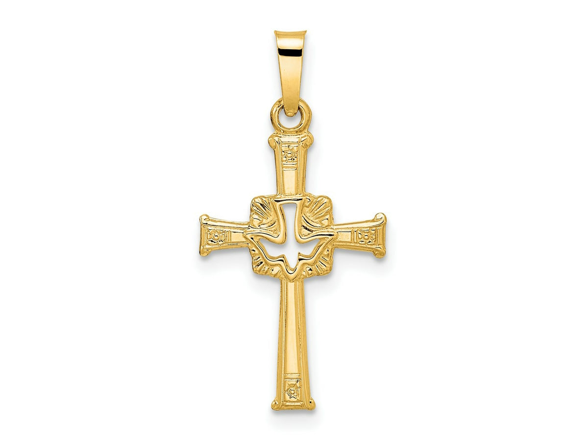 FJC Finejewelers 14 kt Yellow Gold Polished Cut Out Solid Dove Cross Charm 27 x 13 mm